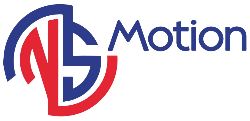 NS Motion logo red blue white automatic door systems brand