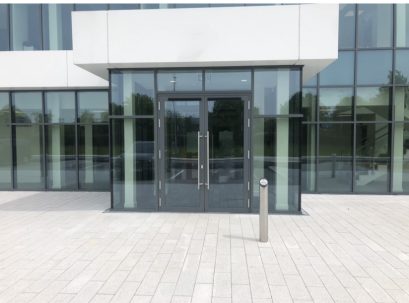 curtain wall with swing door